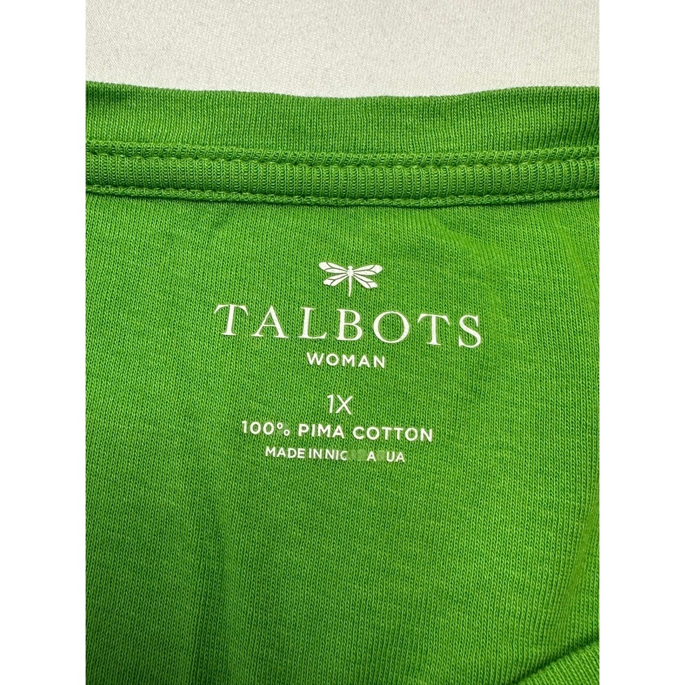 Talbots Woman 1X Green 100% Pima Cotton Sleeveless Tank Top Scoop Neck B3 - Picture 2 of 4